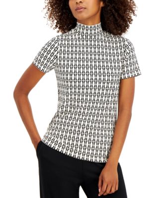 Short-Sleeve Mock-Neck Top