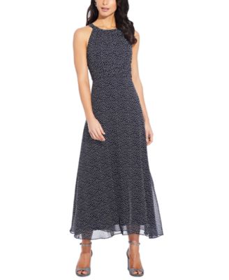 Adrianna Papell Polka Dot Halter Maxi 