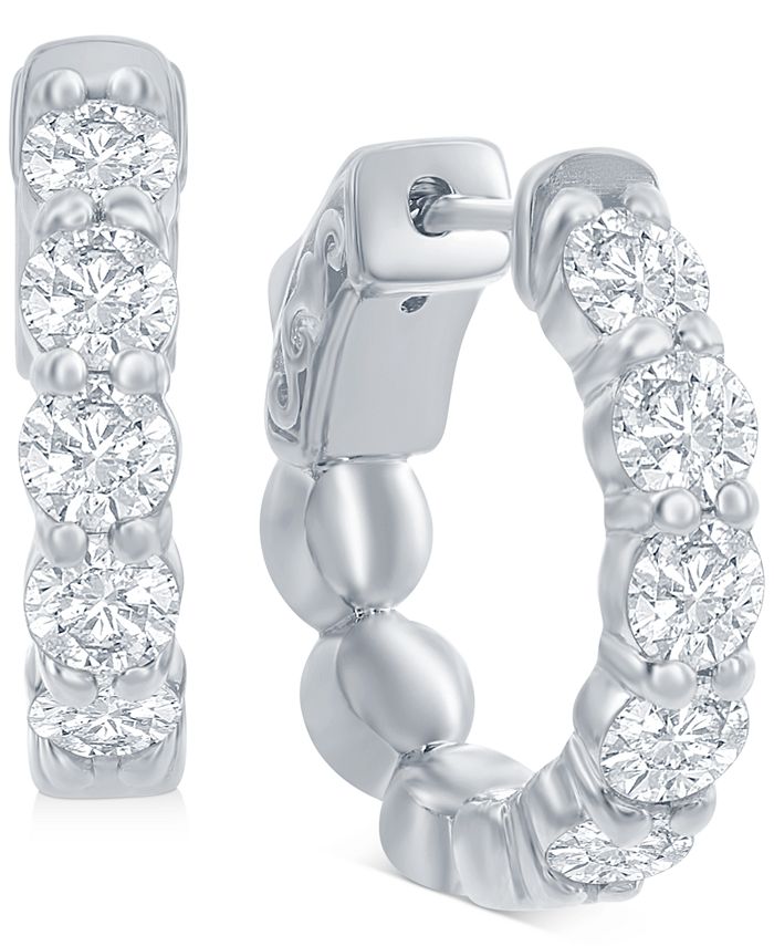 Macy's Diamond Huggie Hoop Earrings (2 ct. t.w.) in 14k White or Yellow
