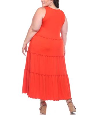 Plus Size Scoop Neck Tiered Midi Dress