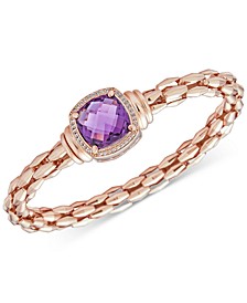 Amethyst (8-1/2 ct. t.w.) & White Topaz (1/10 ct. t.w.) Bangle Bracelet in 14k Rose Gold-Plated Sterling Silver (Also in Sky Blue Topaz)