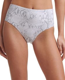 Printed Seamed High-Waist Bikini Bottoms