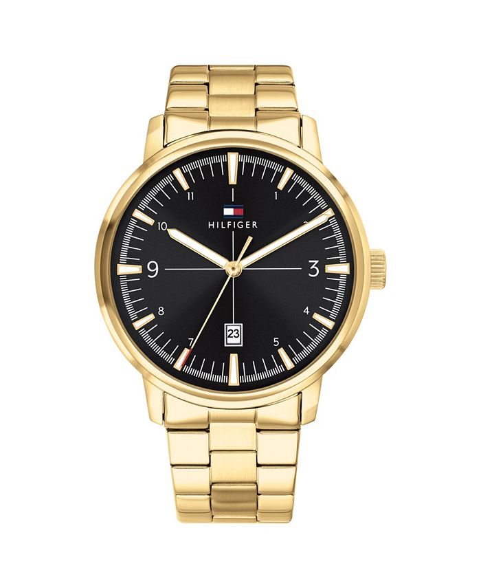 Tommy Men's Gold Plated Stainless Steel Bracelet Watch, 44mm, Created For Macys - Macy's