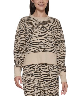 DKNY - Women's Tiger-Print Cropped Sweatshirt