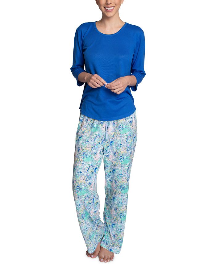 Muk Luks Plus Size Solid Top & Printed Pajama Pants Set & Reviews - All ...