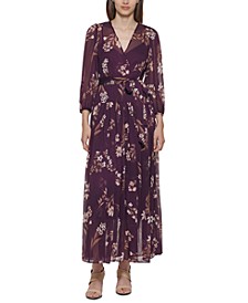 Belted Floral-Print Midi Dress