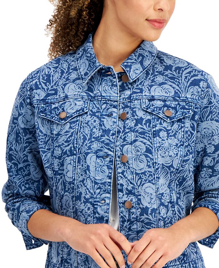 Charter Club FloralPrint Denim Jacket, Created for Macy's Macy's