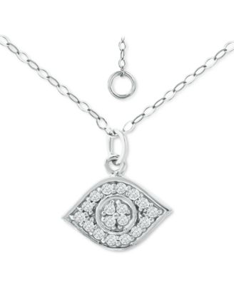 Cubic Zirconia Evil Eye Pendant Necklace, 16" + 2" extender