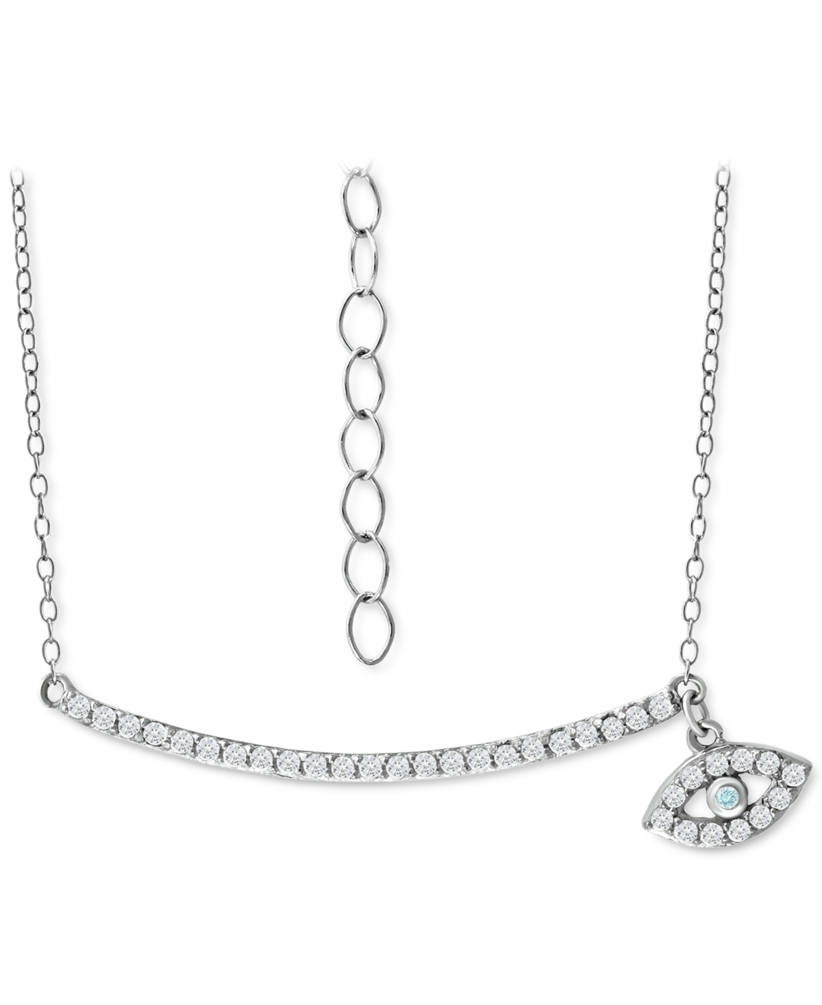 Giani Bernini Cubic Zirconia Curved Bar & Evil Eye Pendant Necklace, 16