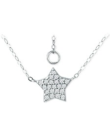 Cubic Zirconia Star Pendant Necklace in Sterling Silver, 16" + 2" extender, Created for Macy's