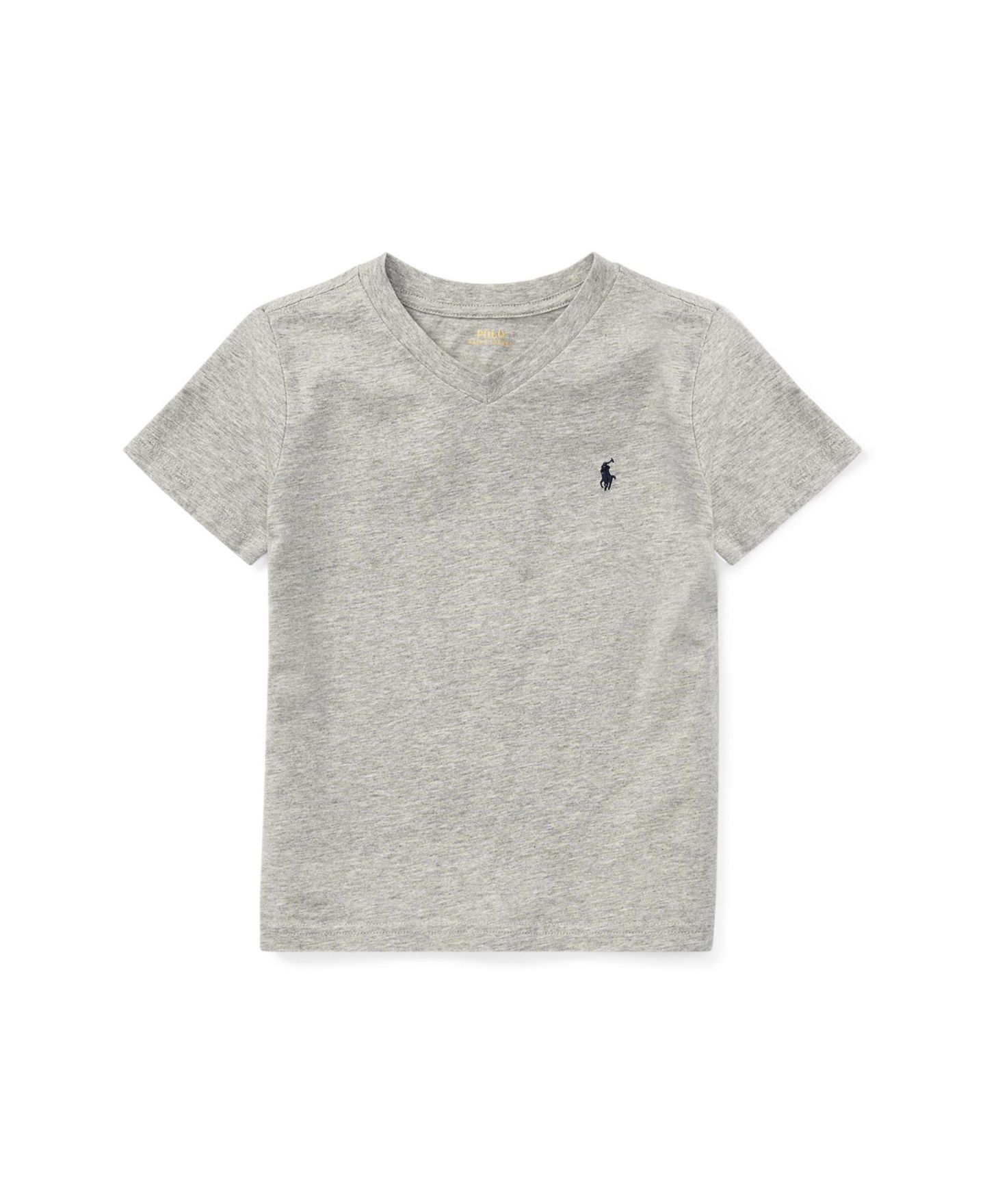 Футболка Polo Ralph Lauren Cotton Jersey V-Neck T-Shirt для мальчиков, цвет: Меланжевый серый — фото 1
