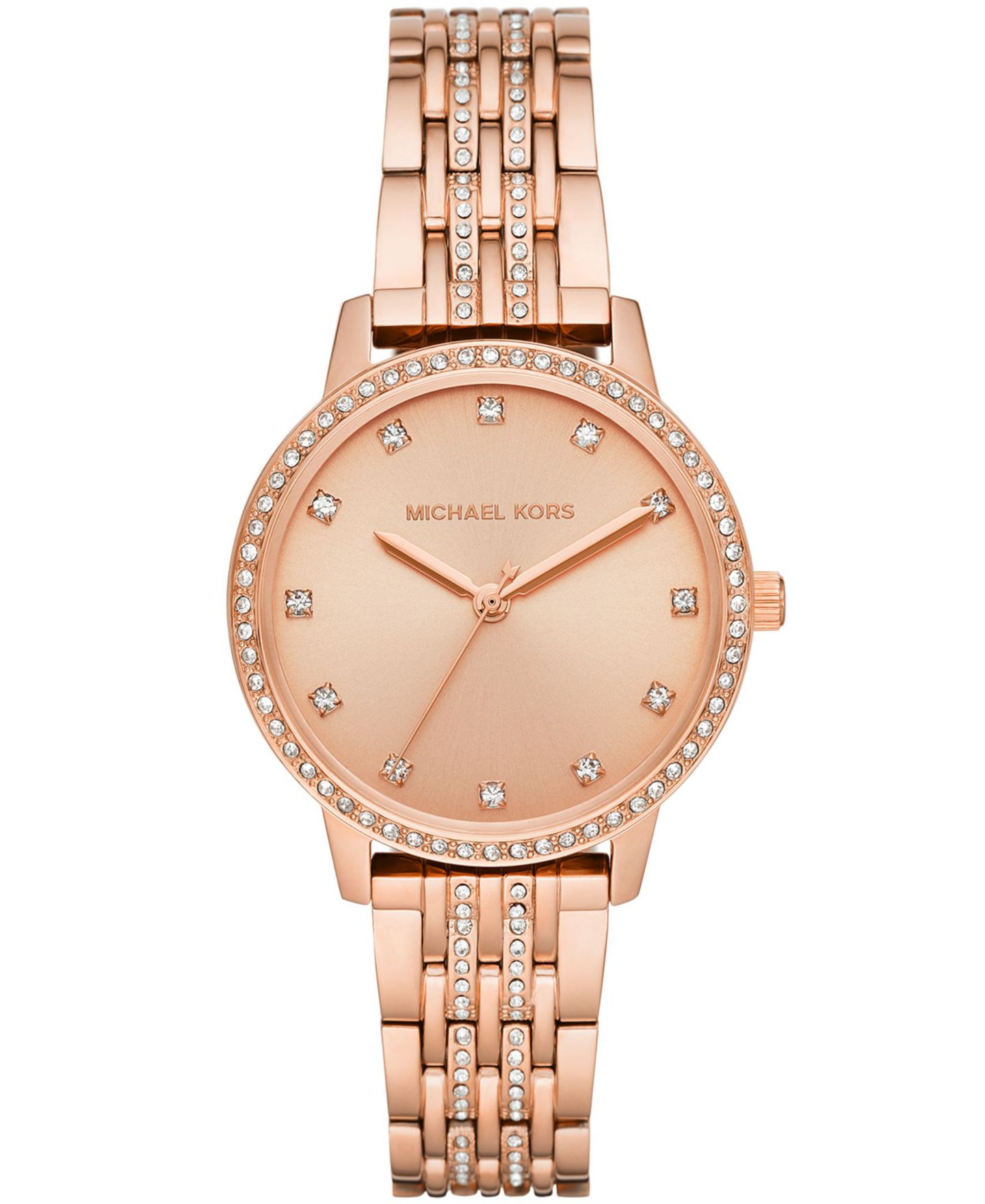 Женские часы Michael Kors Melissa Rose Gold-Tone Stainless Steel Bracelet Watch 35mm, цвет: Розовый золотой — фото 1