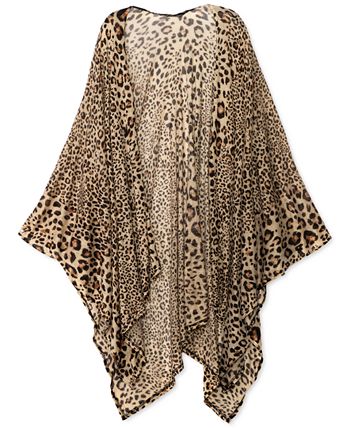 INC International Concepts Leopard-Print Knit Ruana, Created for Macy's ...