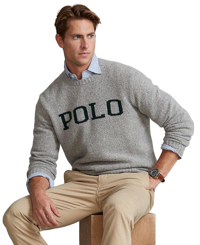 Polo Ralph Lauren Men's Logo Speckled Wool-Blend Sweater - Macy's