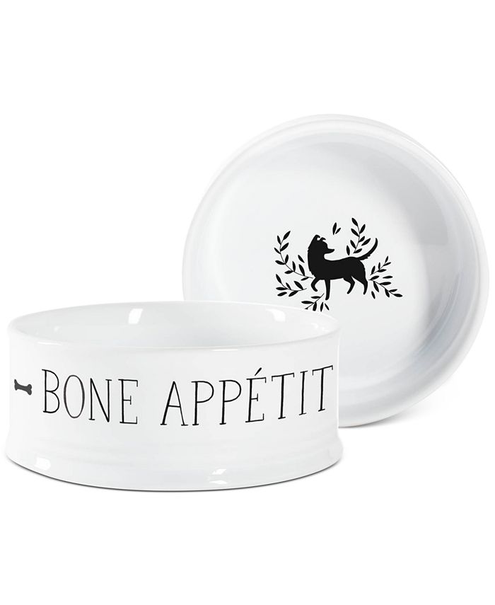 Fringe Studio Fringe Medium Stoneware Bone Appetit Pet Bowl Macy's