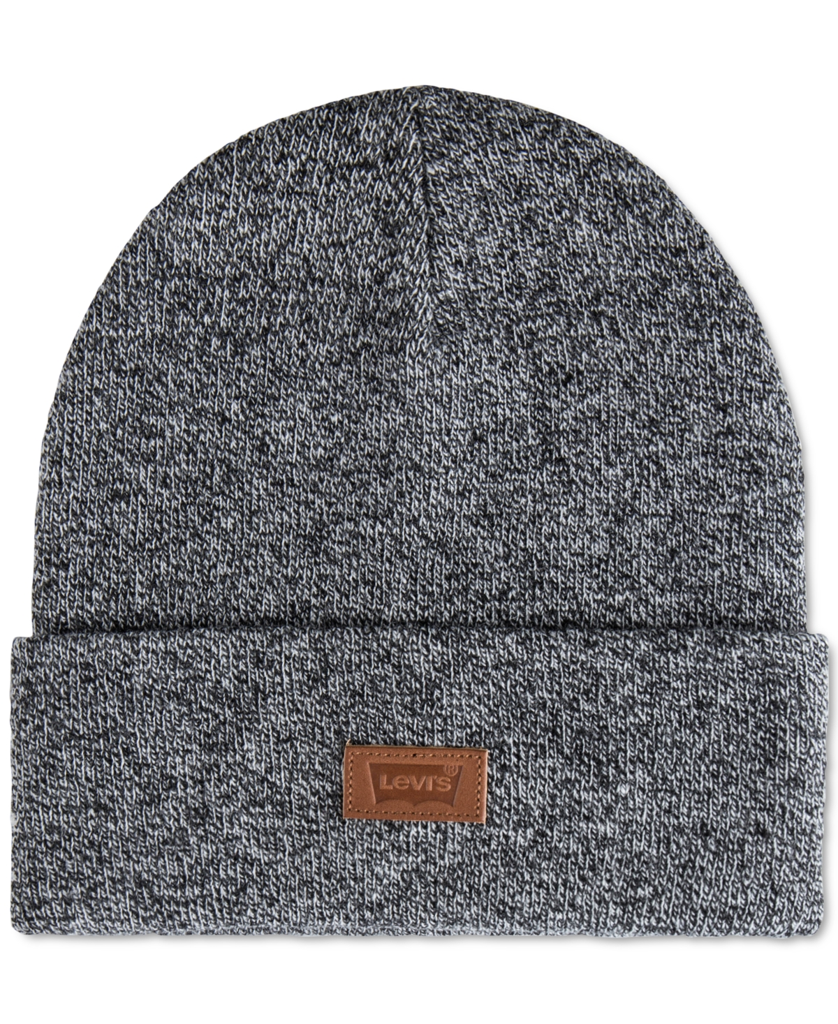 Shop Levi's All Season Comfy Leather Logo Patch Hero Beanie In Marled Brown