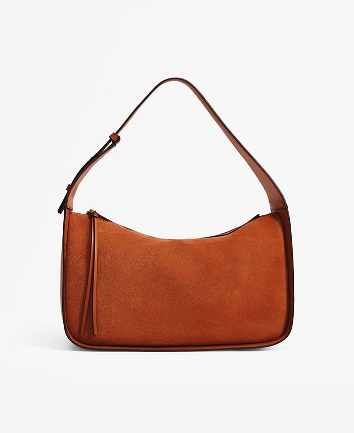 MANGO Women s Leather Baguette Bag Macy s