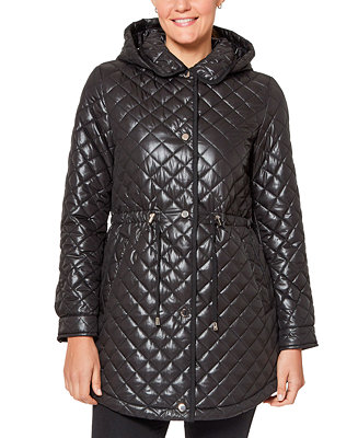 Top 52+ imagen kate spade anorak quilted coat with drawcord hood