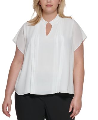 Calvin Klein - Plus Size Ruffled Split Neck Blouse