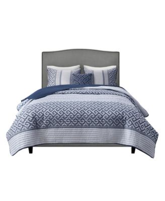Bennett Reversible Jacquard 4-Pc. Quilt Set, Full/Queen