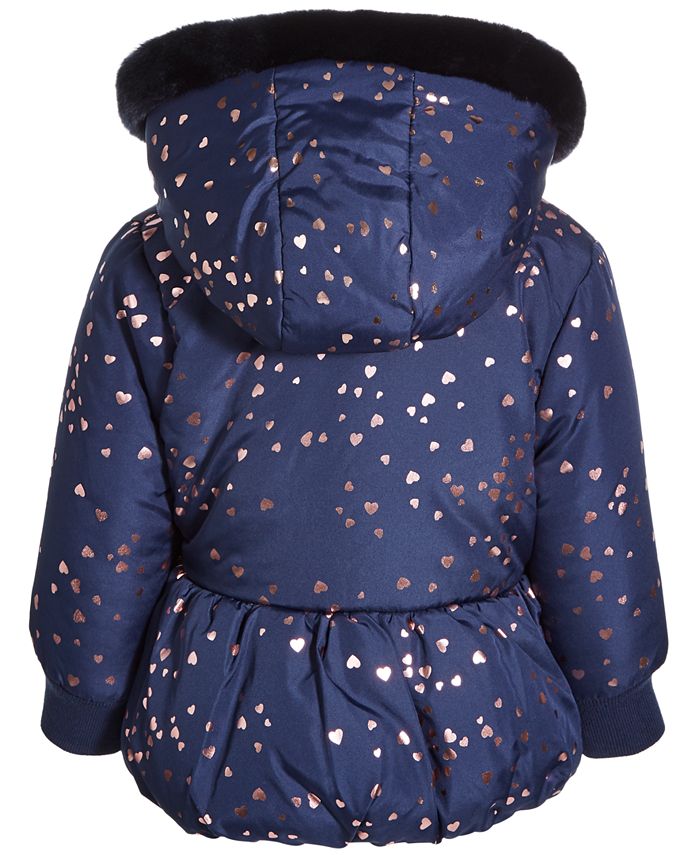 S Rothschild & CO Baby Girls HeartPrint Hooded Puffer Coat Macy's