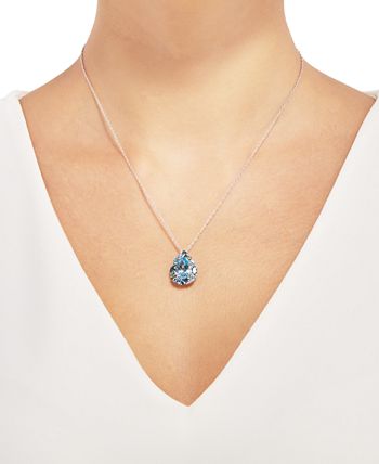 Macy's - Multi-Gemstone (5-1/2 ct. t.w.) & White Topaz (1/20 ct. t.w.) Pear Pendant Necklace in Sterling Silver, 16" + 2" extender