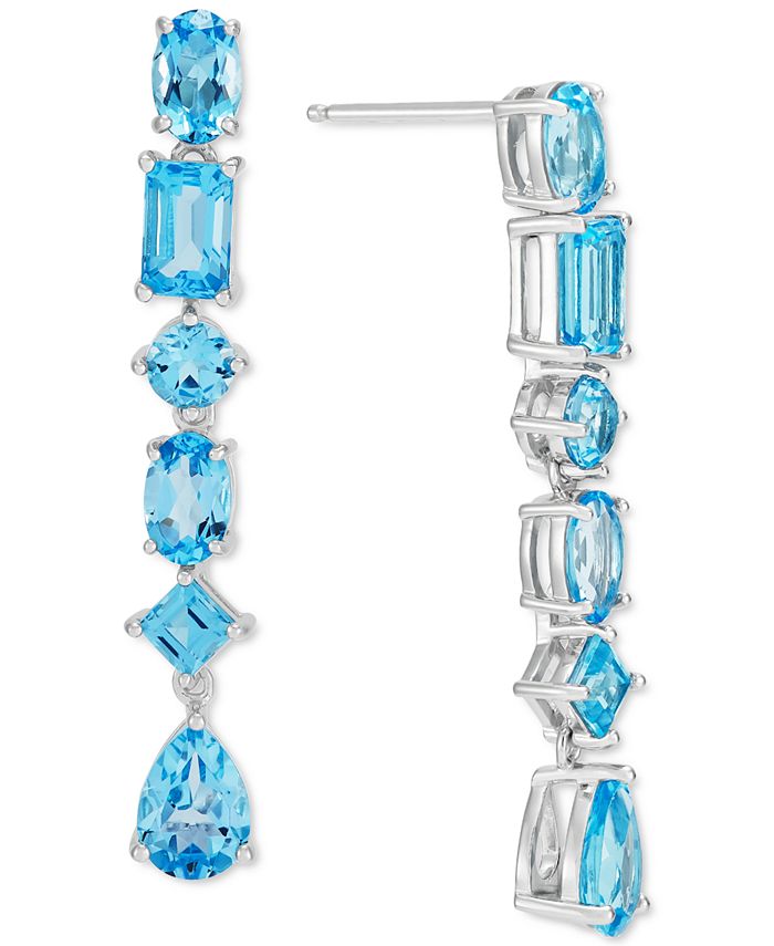 Macy s Swiss Blue Topaz Drop Earrings 6 1 5 ct. t.w. in Sterling