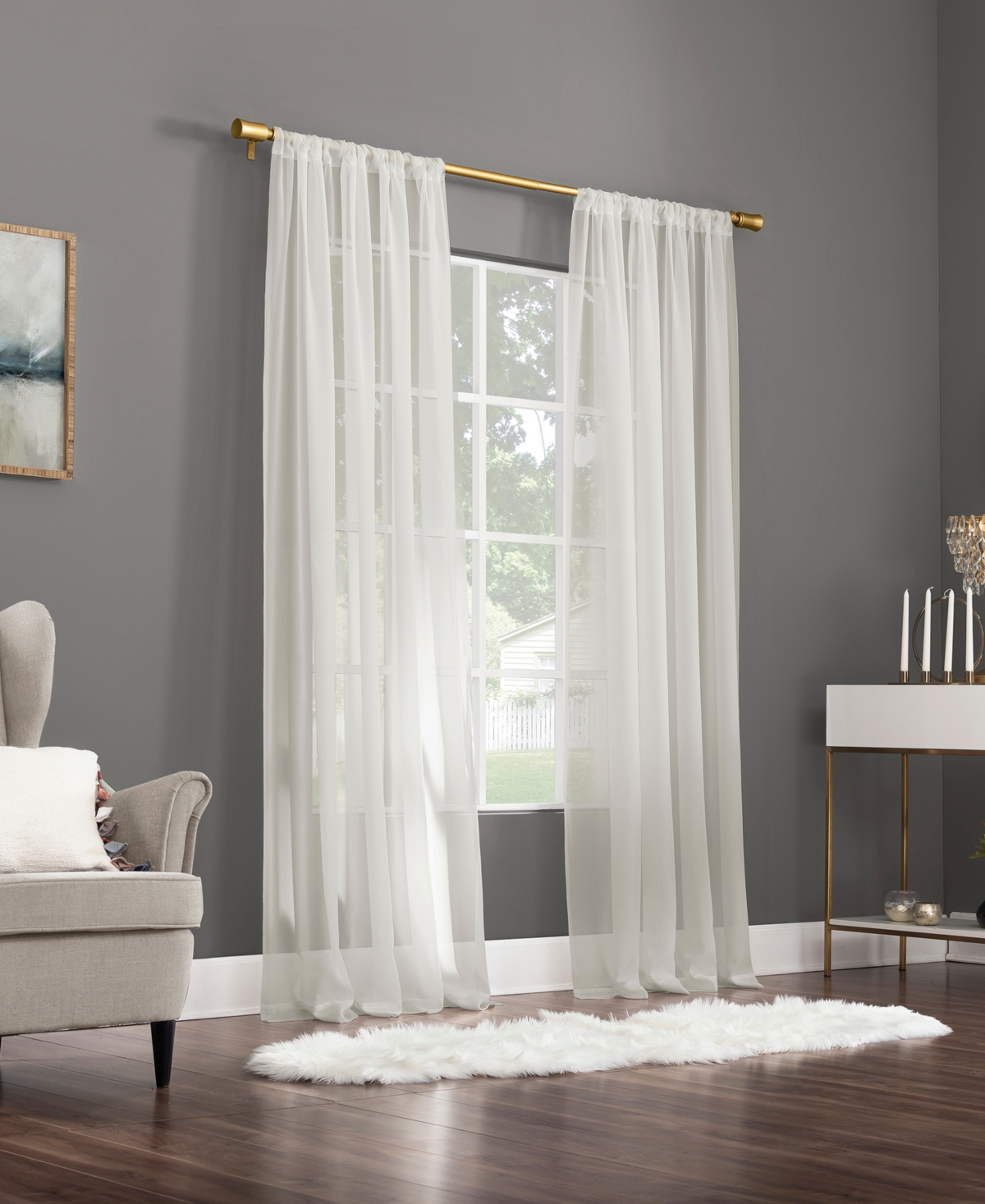 Mallory Sheer Voile Rod Pocket Curtain Panel