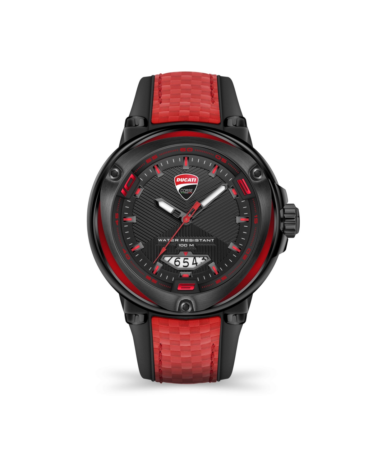 Men's Partenza Black and Red Silicone Strap Watch 49mm - Black, Red