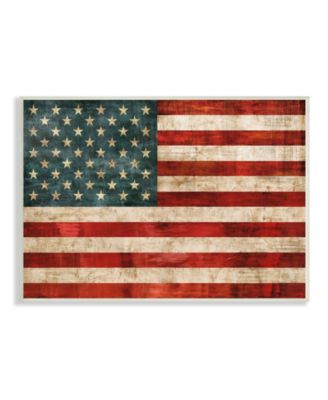 US American Flag Wood Textured Design Wall Plaque Art, 10" x 15"