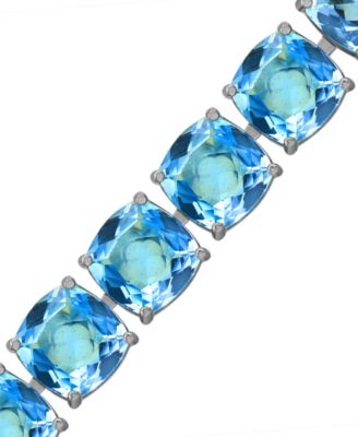 Blue Topaz Cushion Tennis Bracelet (47 ct. t.w.) in Sterling Silver (Also in Amethyst & Citrine)