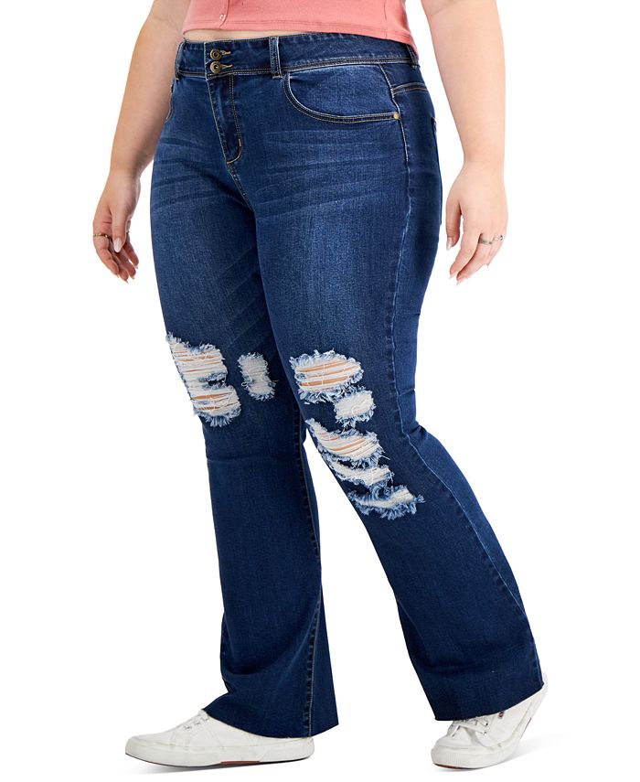Gogo Jeans Trendy Plus Size Ripped FlareLeg Jeans Macy's