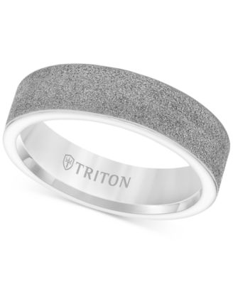 Triton - Men's Sandblasted Finish Flat Edge Band in Tantalum