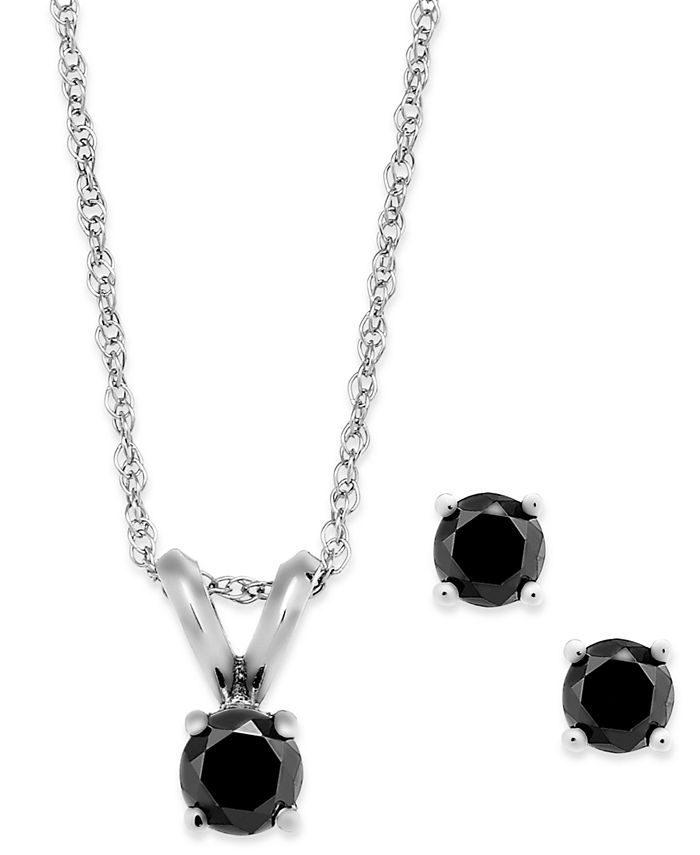 Macy's - Black Diamond Jewelry Set in 10k Gold (1/4 ct. t.w.)