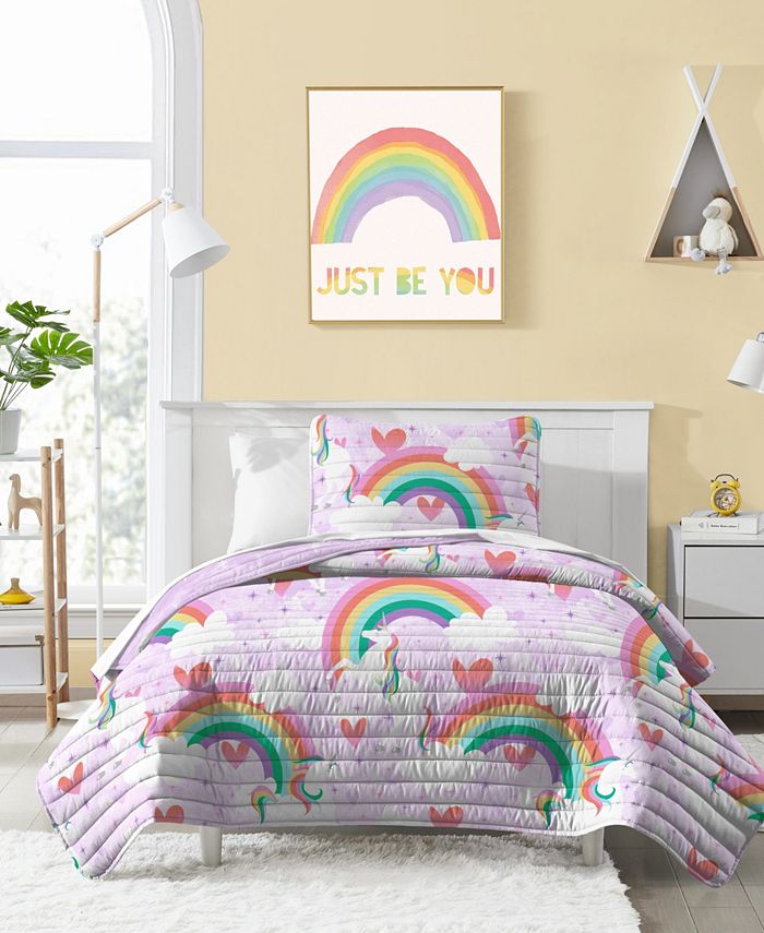 Macy's Dream Factory Unicorn Rainbow Twin Quilt Set, Set of 2 Macy's