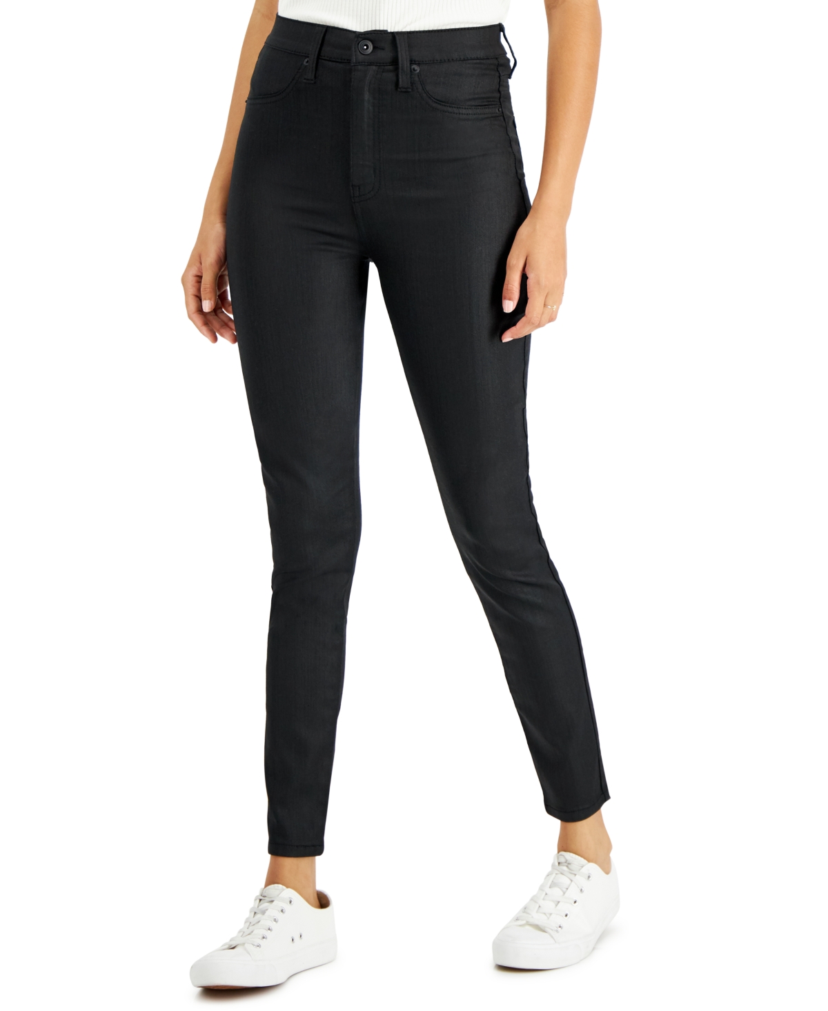 Celebrity Pink Juniors' Curvy-fit Faux-pocket Skinny Jeans In Black