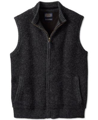 Pendleton - Men's Herringbone Fleece-Lined Full-Zip Shetland Wool Sweater Vest