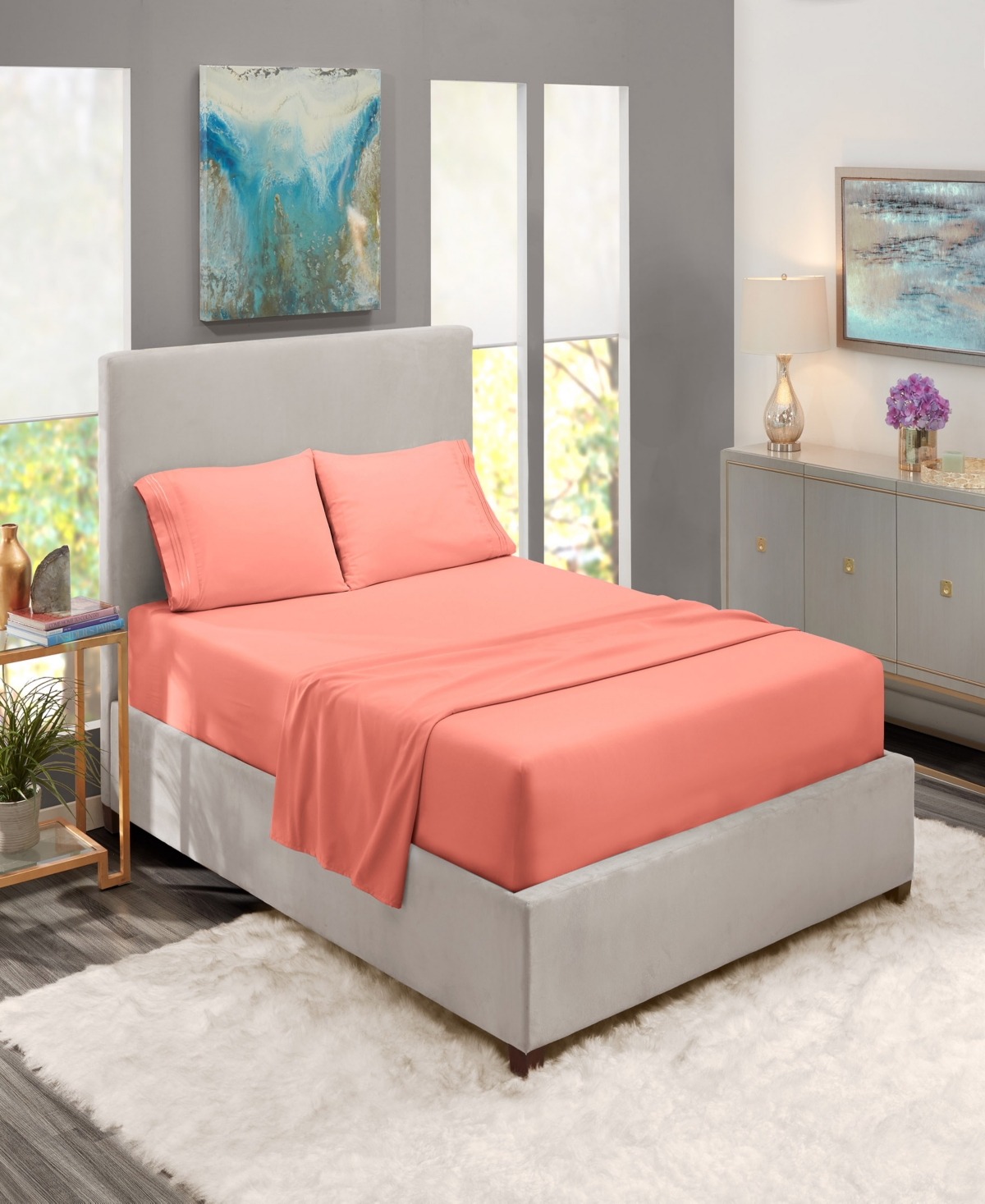 Premier Collection Deep Pocket 4 Piece Bed Sheet Set, California King Bedding