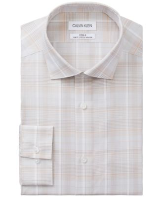 Calvin Klein - Men's STEEL Slim-Fit Non-Iron Performance Stretch Plaid Dress Shirt