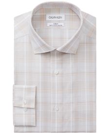 Calvin Klein Men's STEEL Slim-Fit Non-Iron Performance Stretch Plaid Dress Shirt