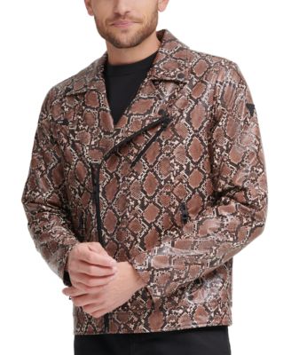 GUESS - Men's Patterned Faux-Leather Jacket