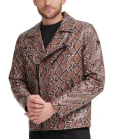 Men's Patterned Faux-Leather Jacket