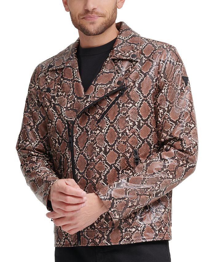 Patterned sales leather jacket