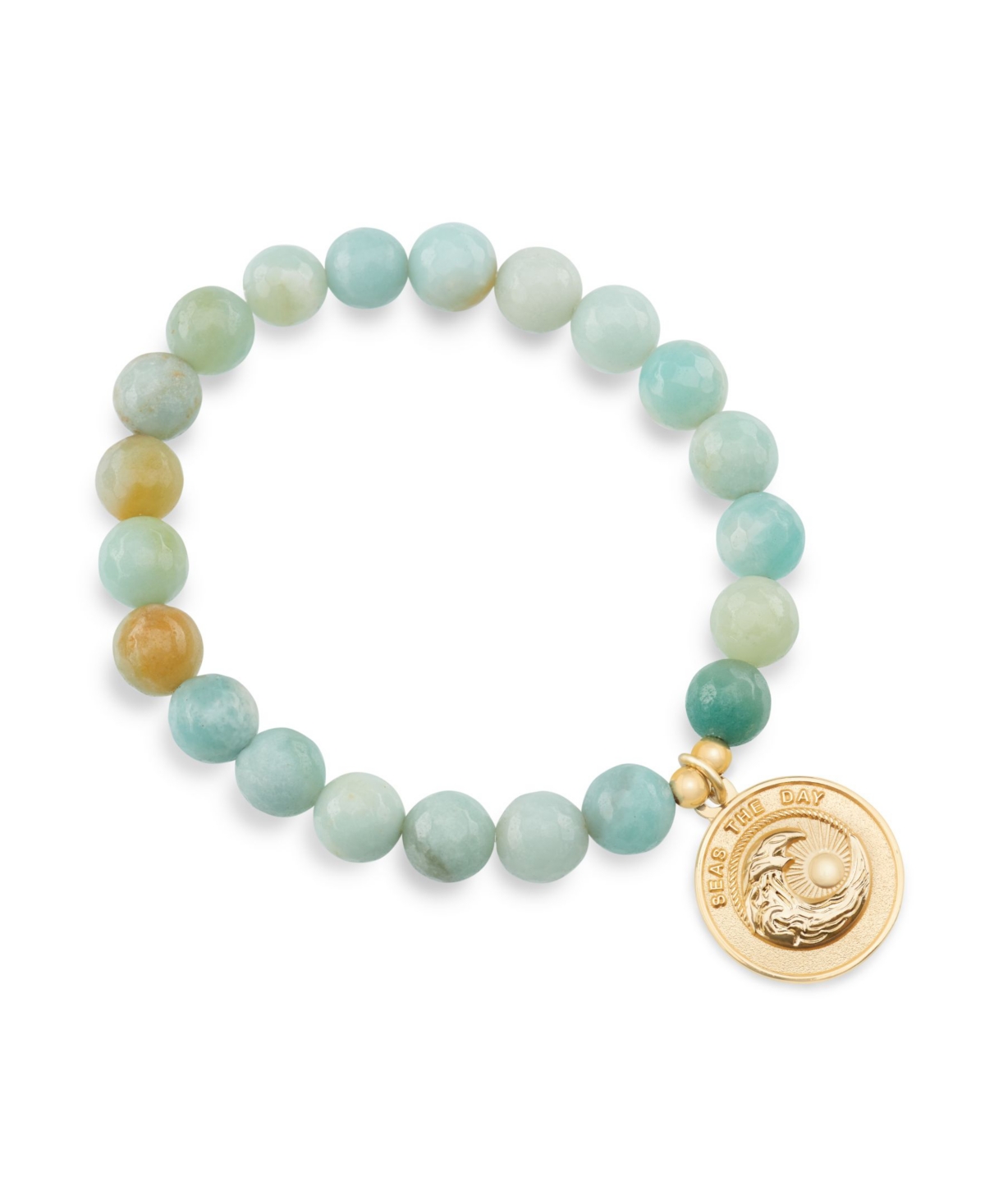 Katie's Cottage Barn Faceted Amazonite Seas The Day Gemstone Bracelet with Wave Pendant