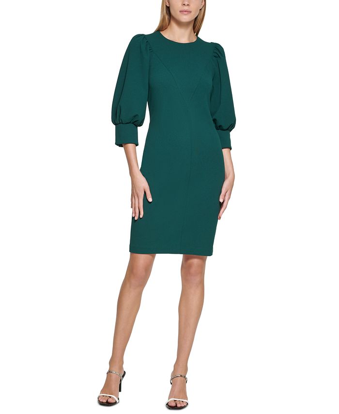 Calvin Klein Puff-Sleeve Sheath Dress & Reviews - Dresses - Women - Macy's