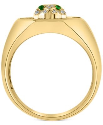 EFFY&reg; Men's Onyx, Diamond (1/4 ct. t.w.) & Tsavorite Accent Panther Ring in  14k Gold