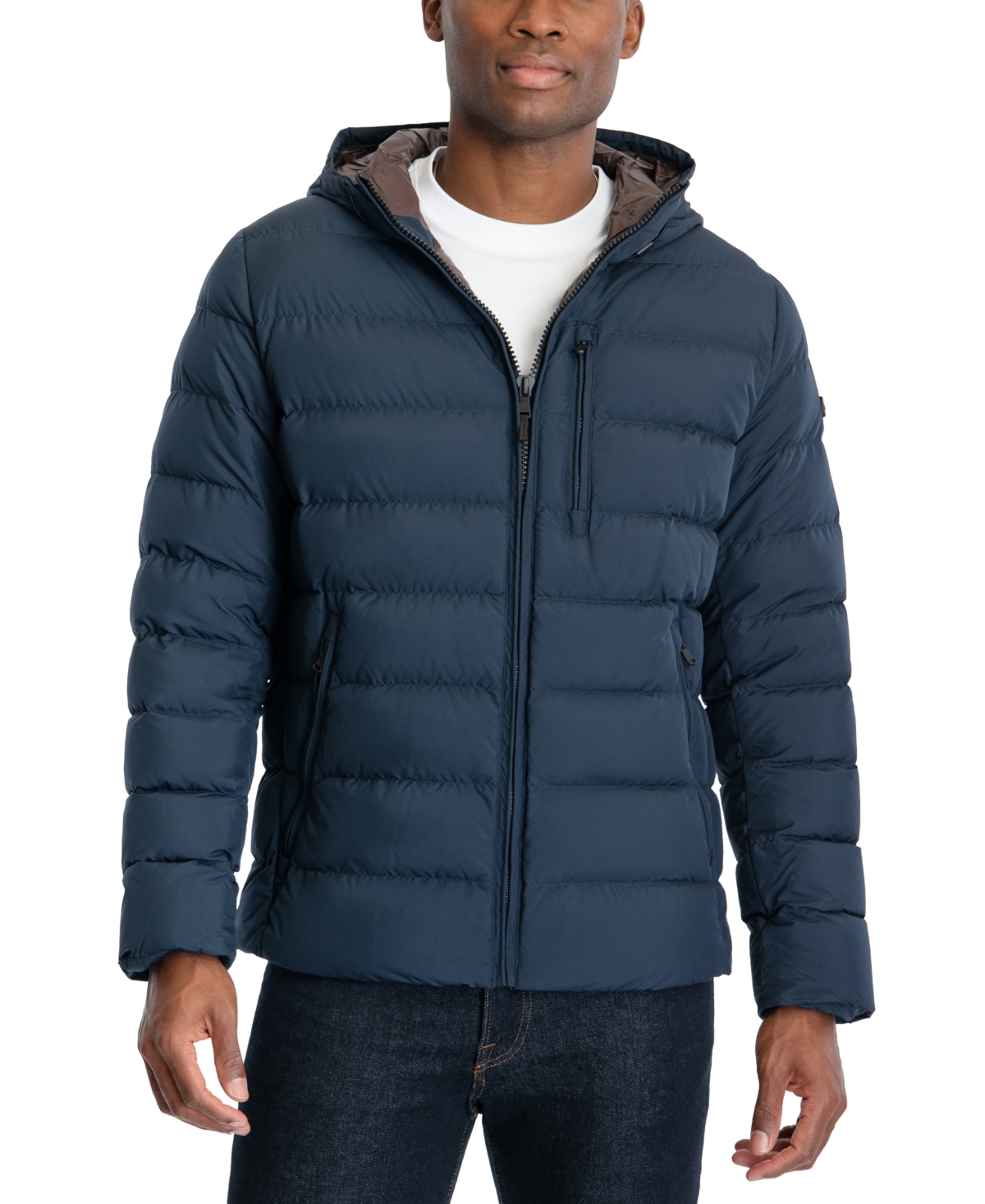 Michael Kors Men's Hooded Puffer Jacket, Created For Macy's In Midnight Blue