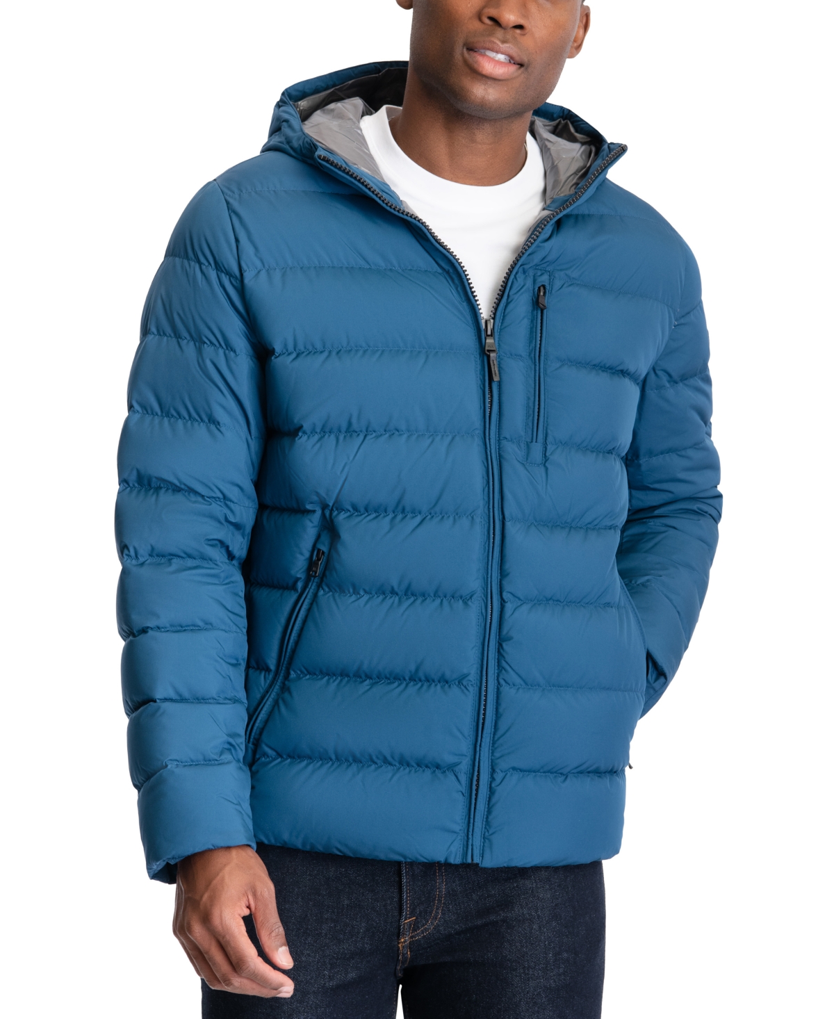 Michael Kors Men's Hooded Puffer Jacket, Created For Macy's In Pacific Blue