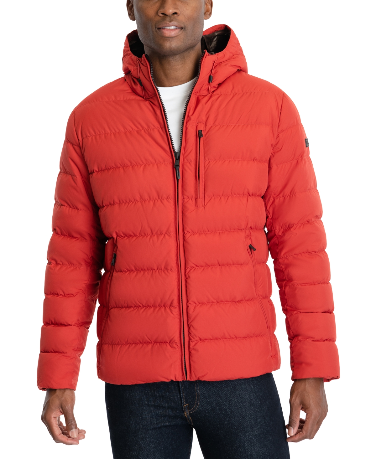 Michael Kors Men's Hooded Puffer Jacket, Created For Macy's In Red Ochre