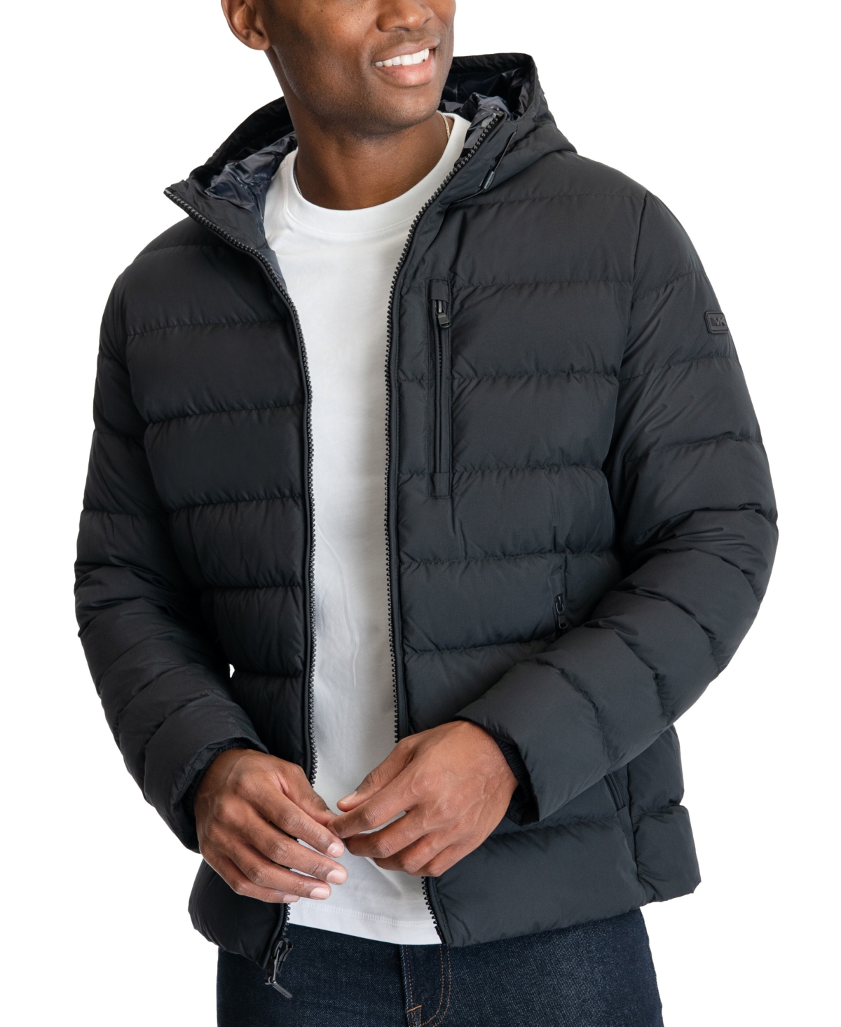 Michael Kors Men's Hooded Puffer Jacket, Created For Macy's In Black
